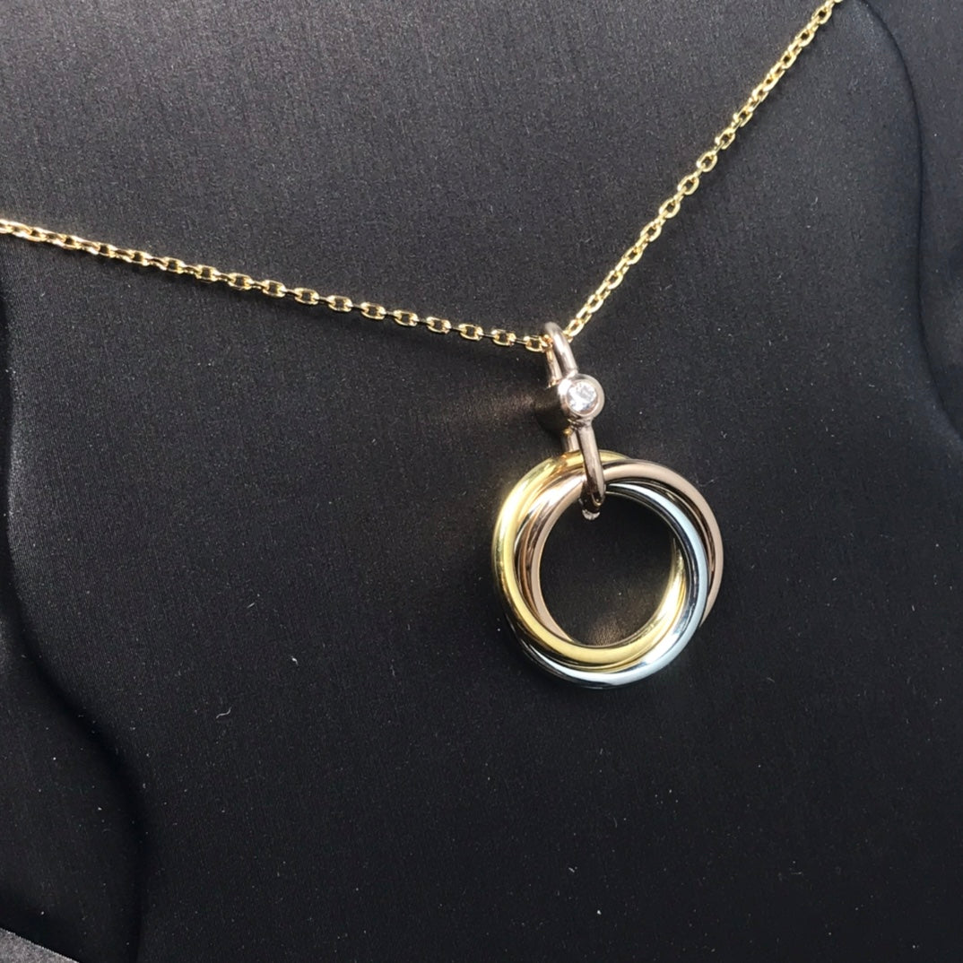LUXEIFY TRINITY SILVER GOLD PINK GOLD NECKLACE