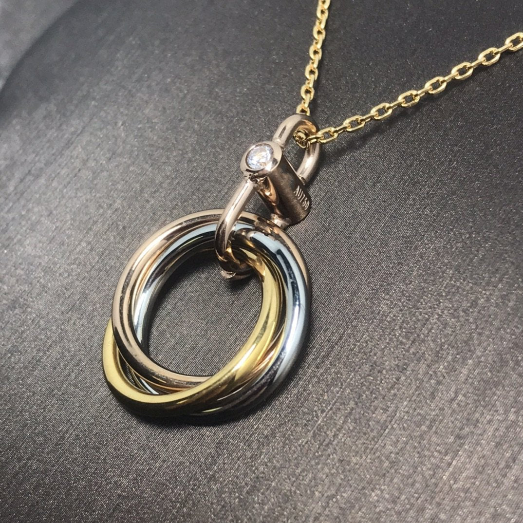 LUXEIFY TRINITY SILVER GOLD PINK GOLD NECKLACE
