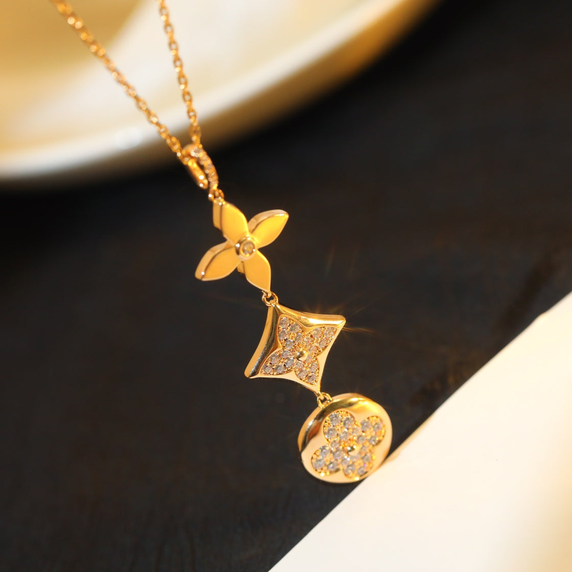 LUXEIFY STAR AND SUN DIAMOND PINK GOLD NECKLACE