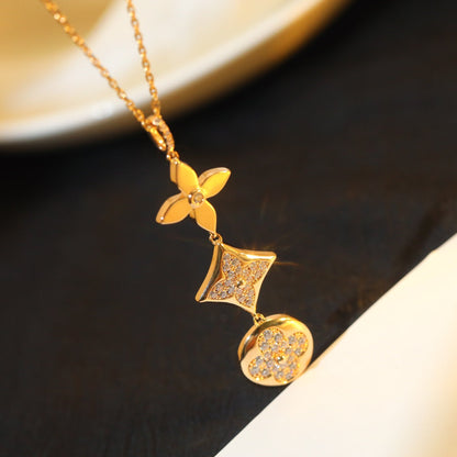 LUXEIFY STAR AND SUN DIAMOND PINK GOLD NECKLACE