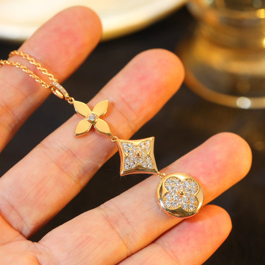LUXEIFY STAR AND SUN DIAMOND PINK GOLD NECKLACE