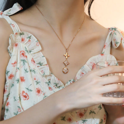 LUXEIFY STAR AND SUN DIAMOND PINK GOLD NECKLACE