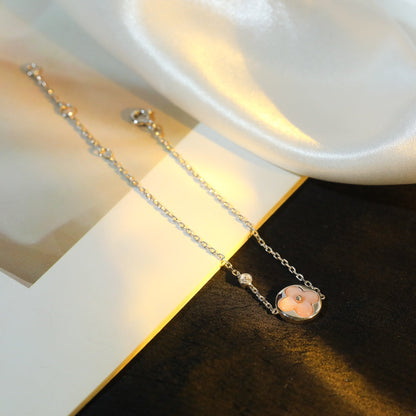 LUXEIFY SUN MOTIF PINK MOP SILVER BRACELET