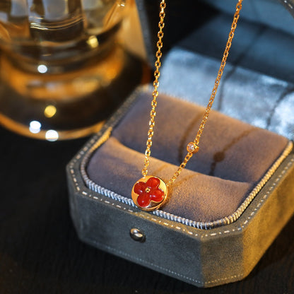 LUXEIFY SUN PEDANT PINK GOLD 1 DIAMOND NECKLACE