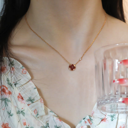 LUXEIFY SUN PEDANT PINK GOLD 1 DIAMOND NECKLACE