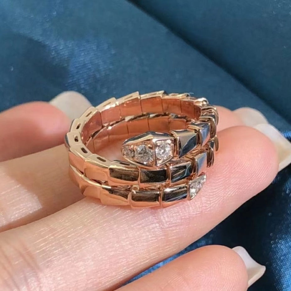LUXEIFY SERPENTS DOUBLE ROW DIAMOND RING