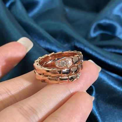 LUXEIFY SERPENTS DOUBLE ROW DIAMOND RING