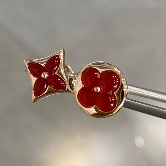 LUXEIFY STAR AND SUN PINK GOLD CARNELIAN STUD EARRINGS
