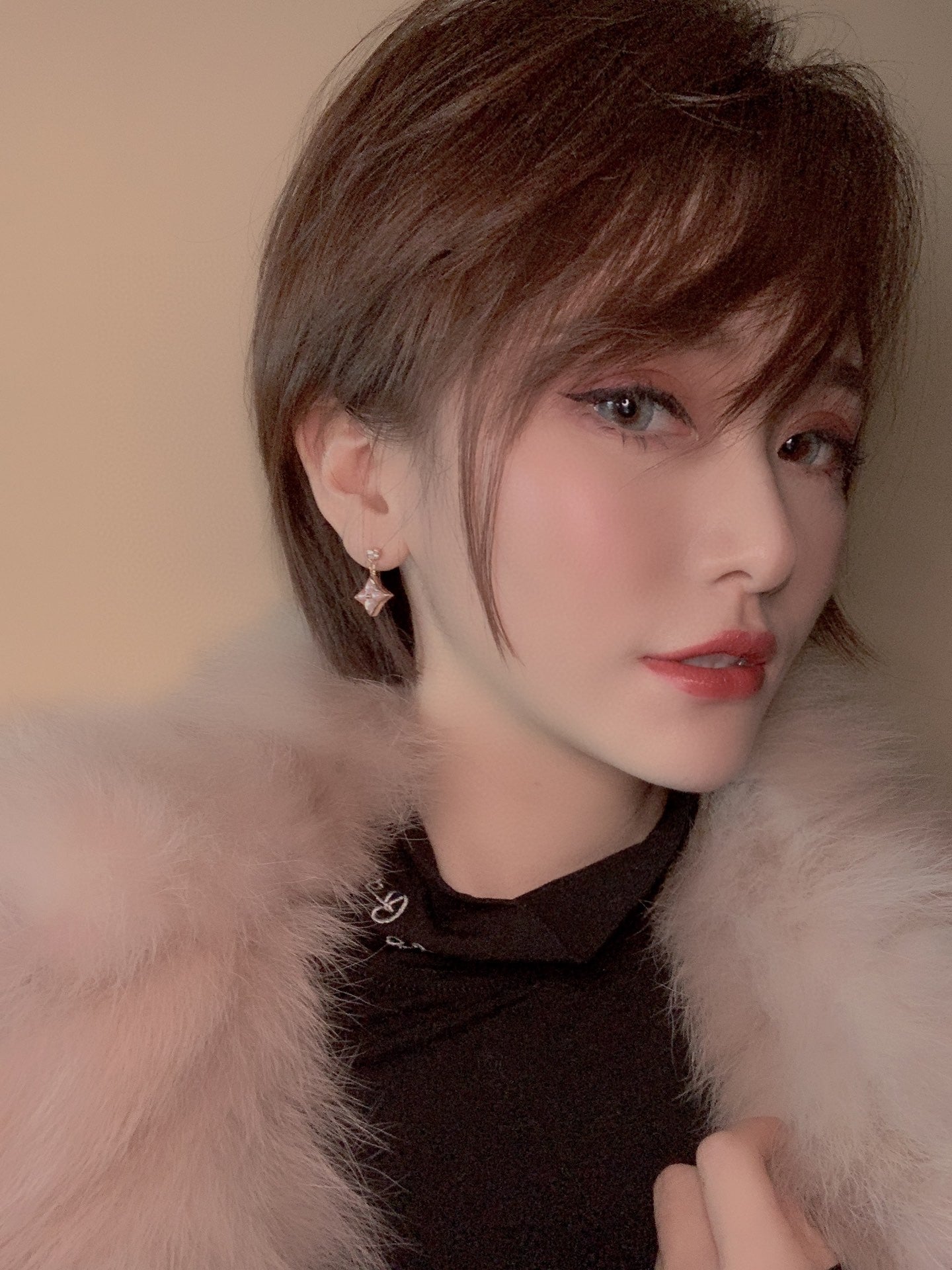 LUXEIFY DOUBLE STAR PINK GOLD MOP DROP EARRINGS