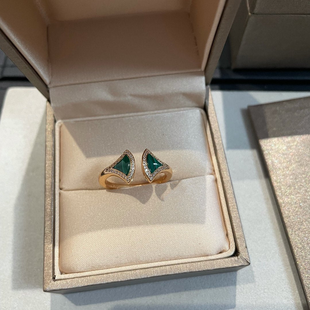 LUXEIFY DREAM MALACHITE DIAMOND OPEN RING