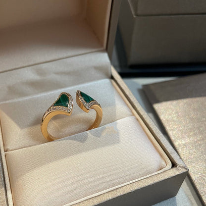 LUXEIFY DREAM MALACHITE DIAMOND OPEN RING
