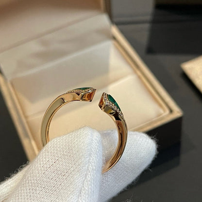 LUXEIFY DREAM MALACHITE DIAMOND OPEN RING