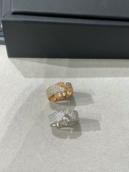 LUXEIFY LIENS EVIDENCE PINK GOLD DIAMOND PAVED RING