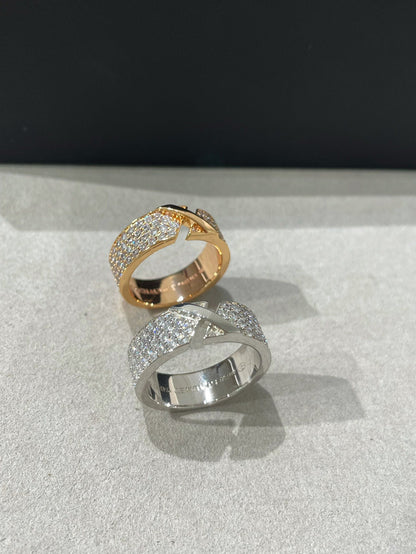 LUXEIFY LIENS EVIDENCE PINK GOLD DIAMOND PAVED RING