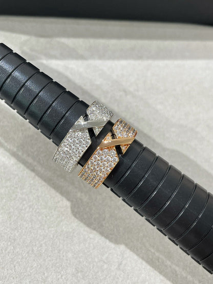 LUXEIFY LIENS EVIDENCE PINK GOLD DIAMOND PAVED RING