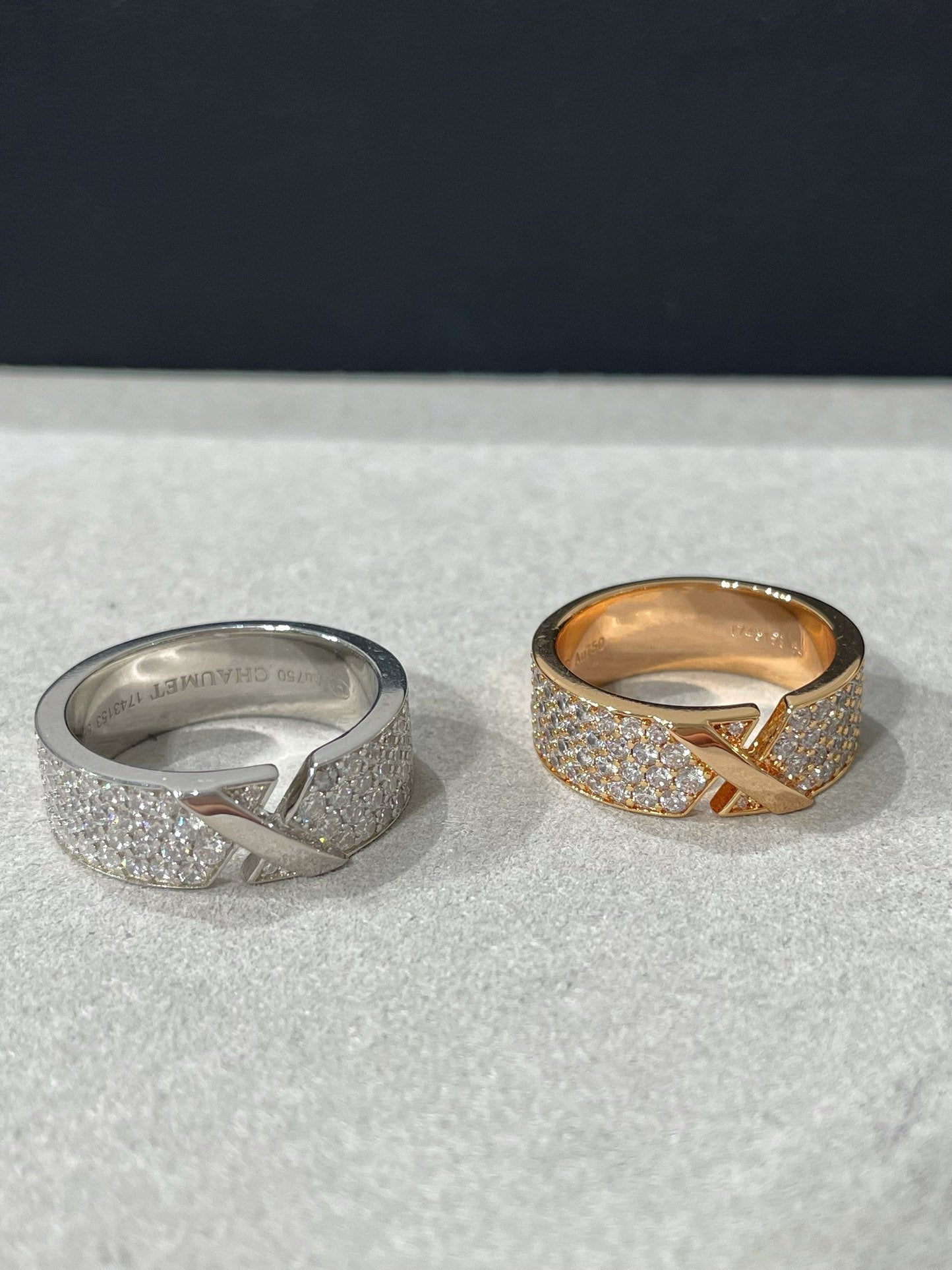 LUXEIFY LIENS EVIDENCE PINK GOLD DIAMOND PAVED RING