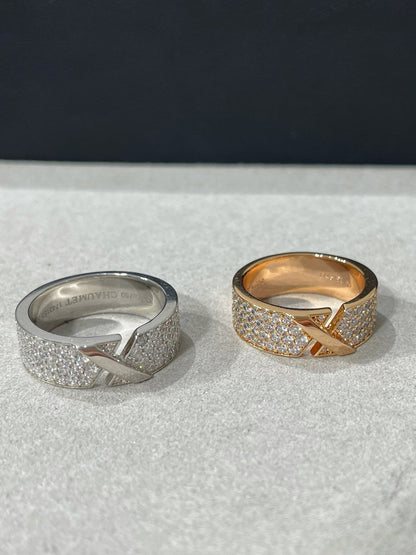 LUXEIFY LIENS EVIDENCE PINK GOLD DIAMOND PAVED RING