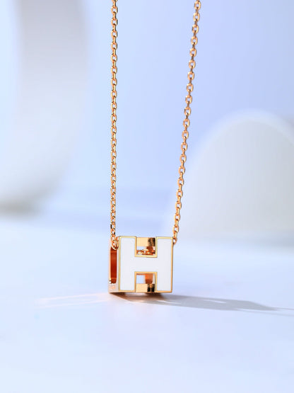 LUXEIFY H CAGE PINK GOLD NECKLACE