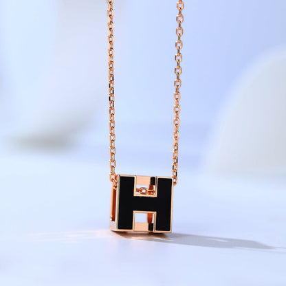 LUXEIFY H CAGE PINK GOLD NECKLACE