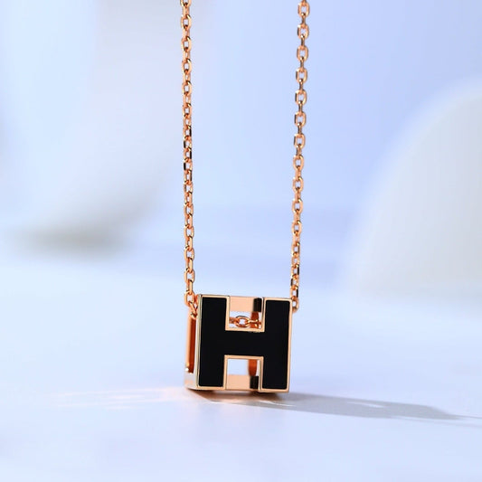 LUXEIFY H CAGE PINK GOLD NECKLACE