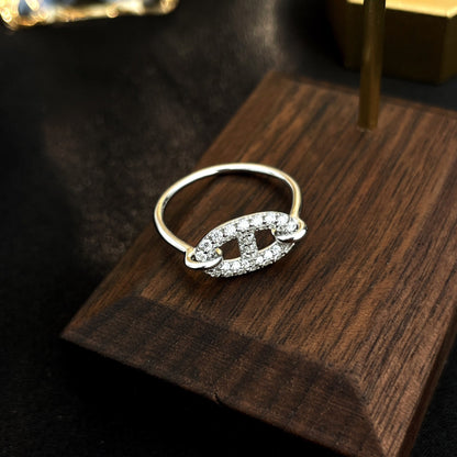 LUXEIFY RONDE SMALL SILVER DIAMOND RING