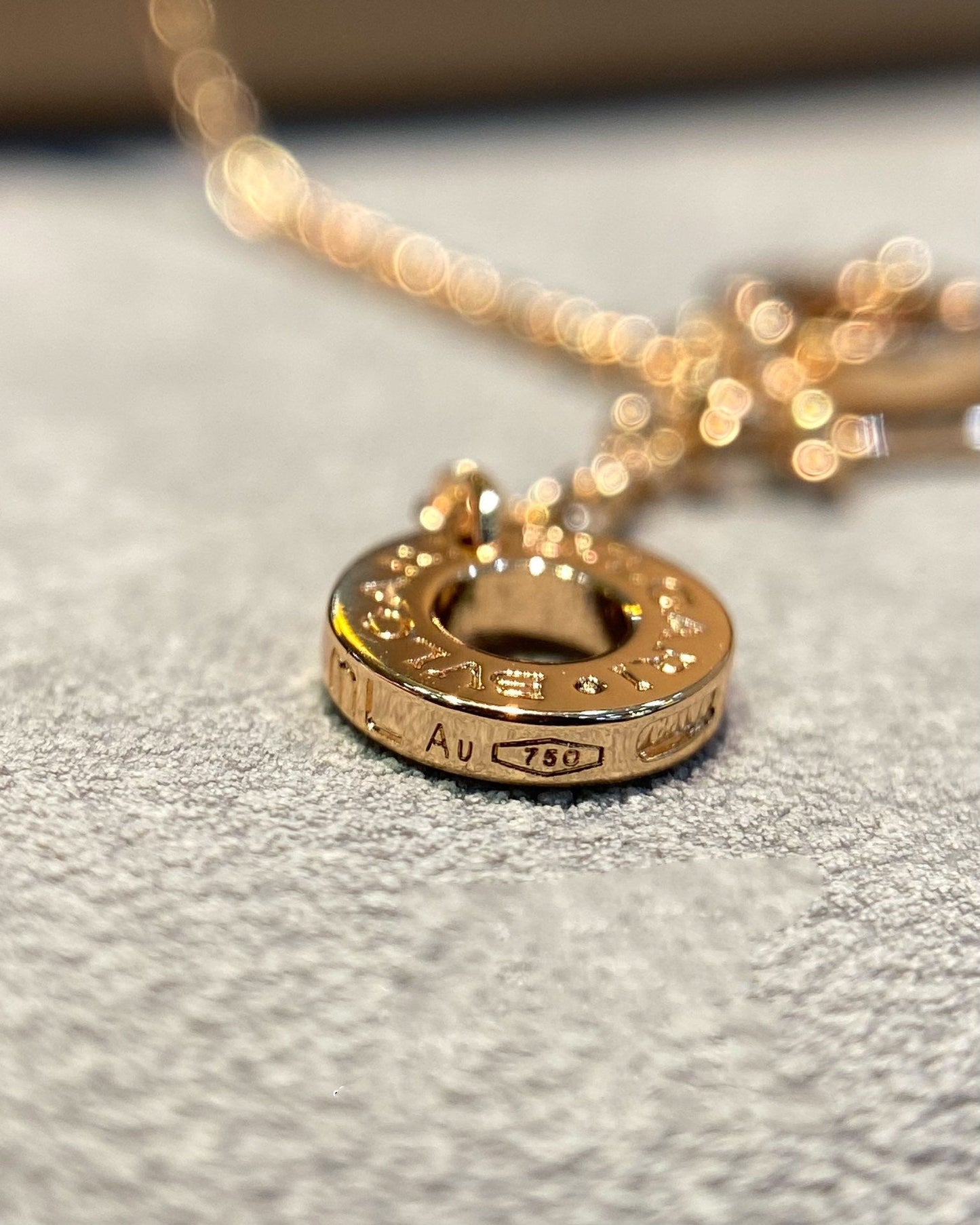 LUXEIFY DREAM MOP DIAMOND PAVED PINK GOLD NECKLACE