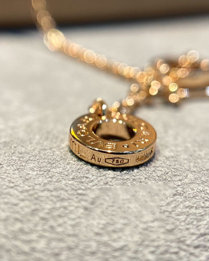 LUXEIFY DREAM MOP DIAMOND PAVED PINK GOLD NECKLACE