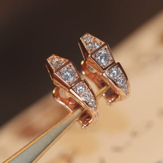 LUXEIFY SERPENT PINK GOLD DIAMOND EARRINGS