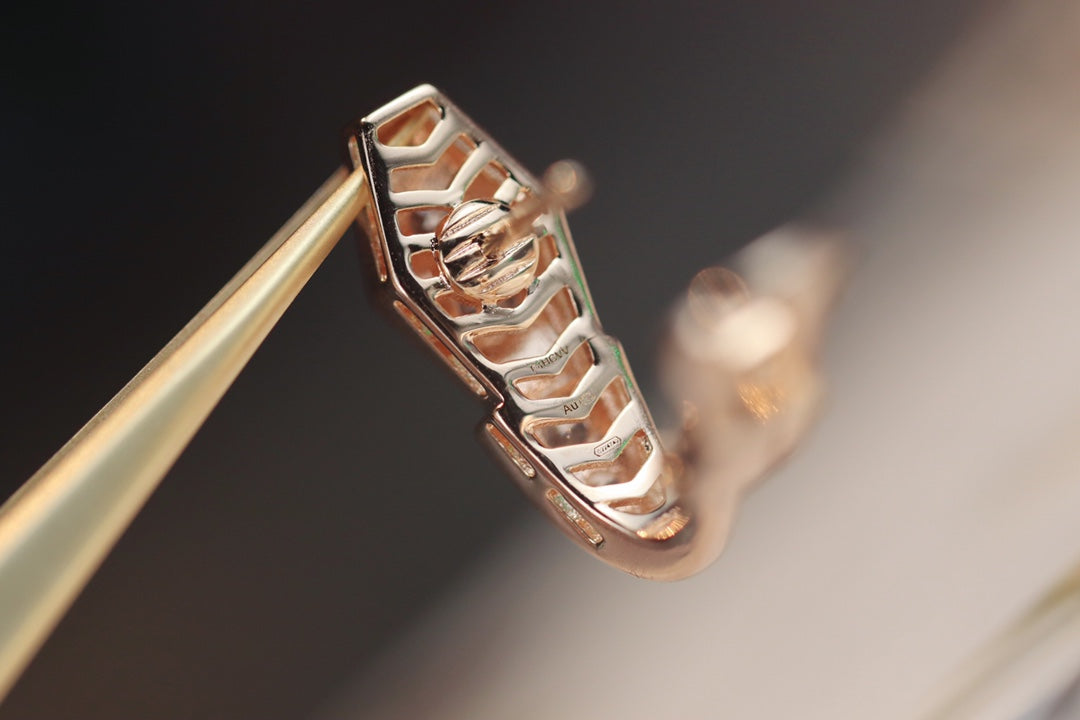 LUXEIFY SERPENT PINK GOLD DIAMOND EARRINGS
