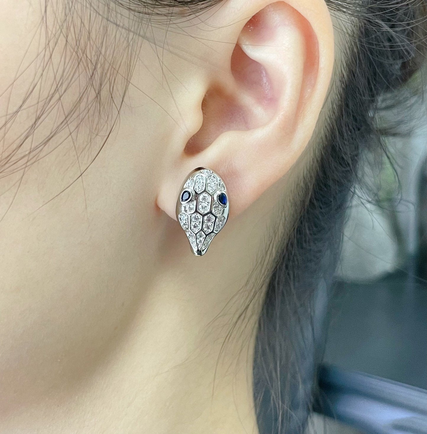 LUXEIFY SERPENT DIAMOND STUD EARRINGS