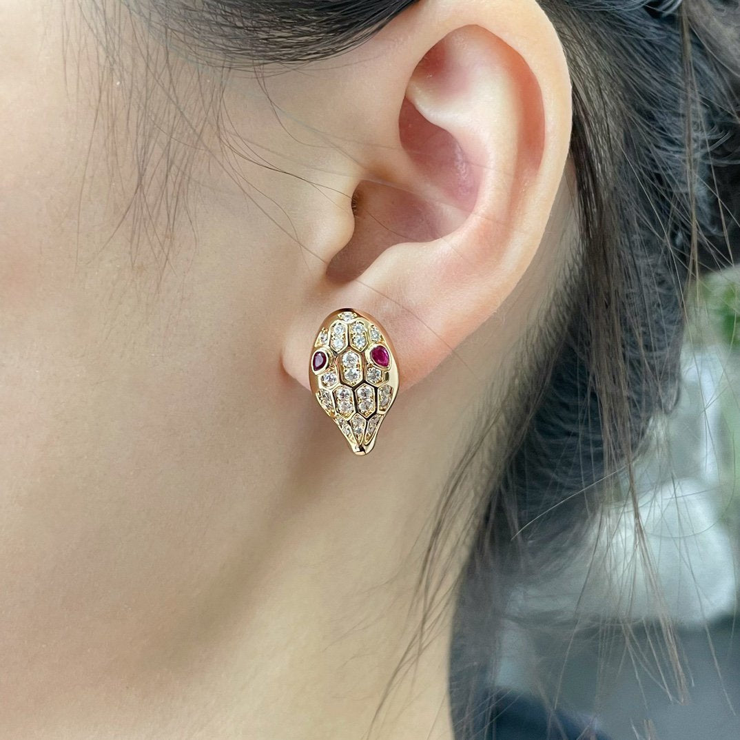 LUXEIFY SERPENT DIAMOND STUD EARRINGS