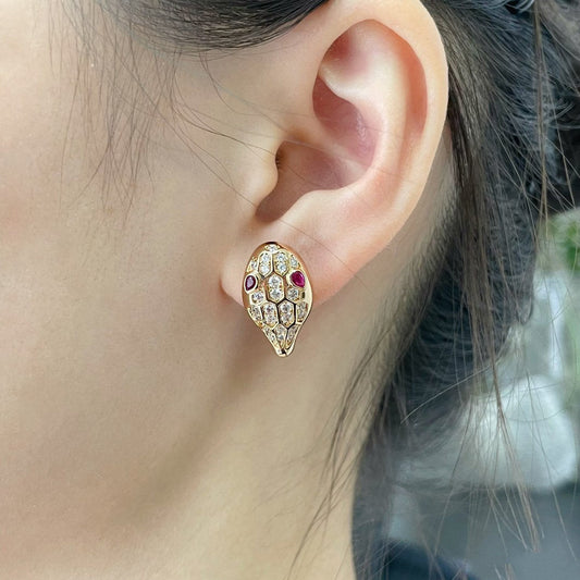 LUXEIFY SERPENT DIAMOND STUD EARRINGS