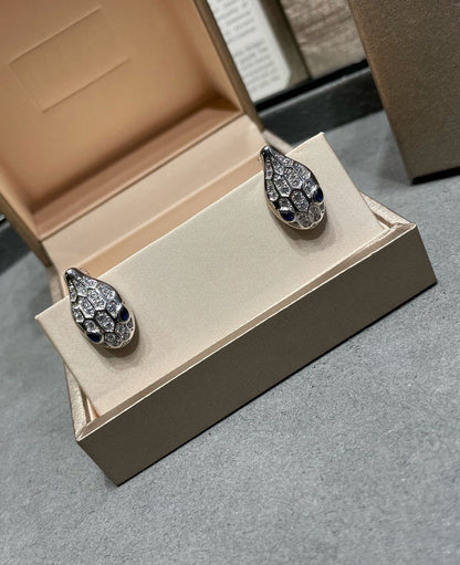 LUXEIFY SERPENT DIAMOND STUD EARRINGS