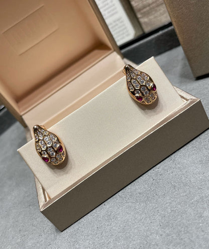 LUXEIFY SERPENT DIAMOND STUD EARRINGS