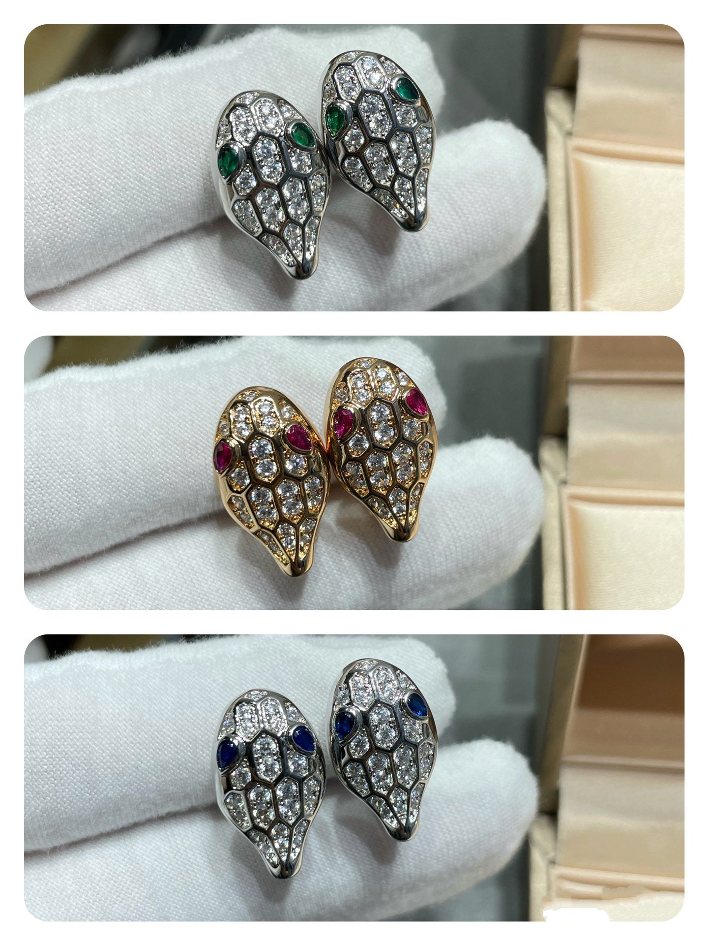 LUXEIFY SERPENT DIAMOND STUD EARRINGS