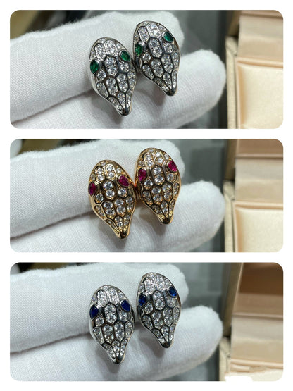 LUXEIFY SERPENT DIAMOND STUD EARRINGS