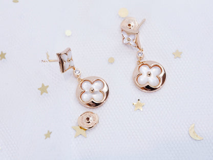 LUXEIFY STAR AND SUN PINK GOLD MOP DROP EARRINGS