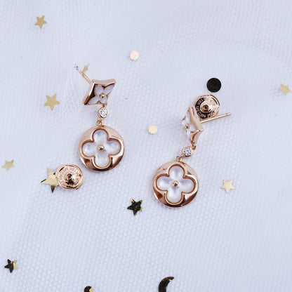 LUXEIFY STAR AND SUN PINK GOLD MOP DROP EARRINGS