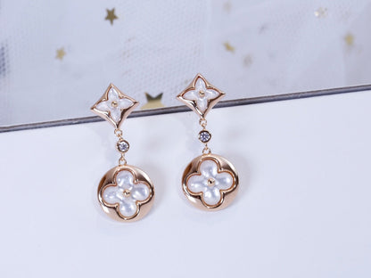 LUXEIFY STAR AND SUN PINK GOLD MOP DROP EARRINGS