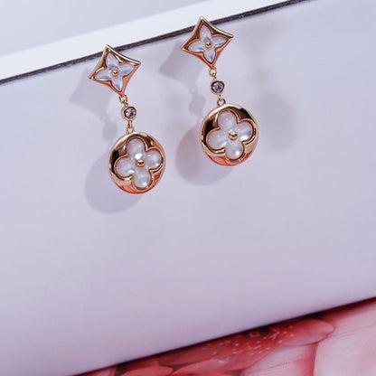 LUXEIFY STAR AND SUN PINK GOLD MOP DROP EARRINGS