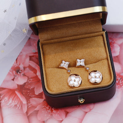 LUXEIFY STAR AND SUN PINK GOLD MOP DROP EARRINGS
