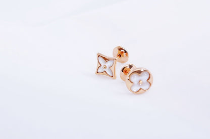 LUXEIFY STAR AND SUN PINK GOLD MOP STUD EARRINGS