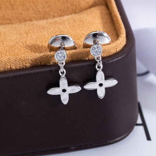 LUXEIFY VIDYLLE SILVER DIAMOND MINI DROP EARRINGS