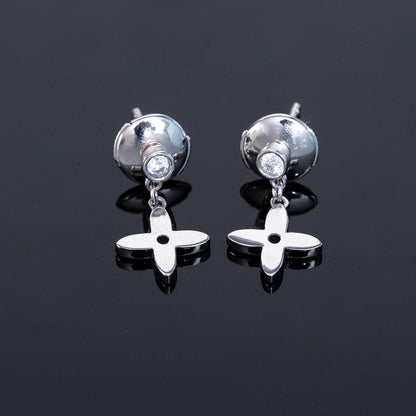 LUXEIFY VIDYLLE SILVER DIAMOND MINI DROP EARRINGS