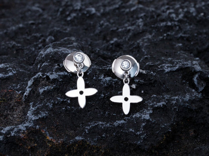 LUXEIFY VIDYLLE SILVER DIAMOND MINI DROP EARRINGS