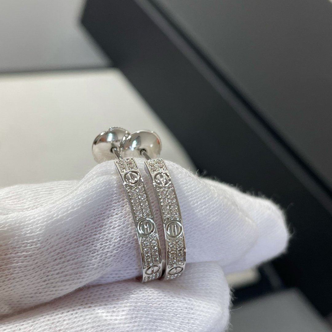 LUXEIFY LOVE DIAMOND SILVER HOOP EARRINGS