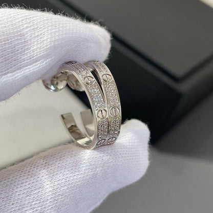 LUXEIFY LOVE DIAMOND SILVER HOOP EARRINGS