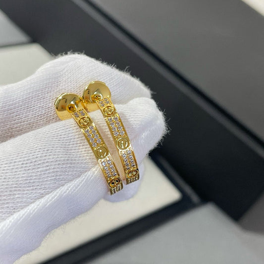 LUXEIFY LOVE DIAMOND GOLD HOOP EARRINGS