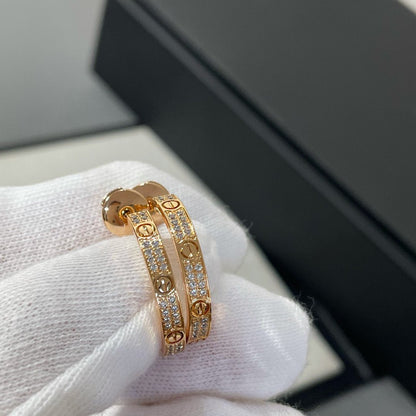 LUXEIFY LOVE DIAMOND PINK GOLD HOOP EARRINGS