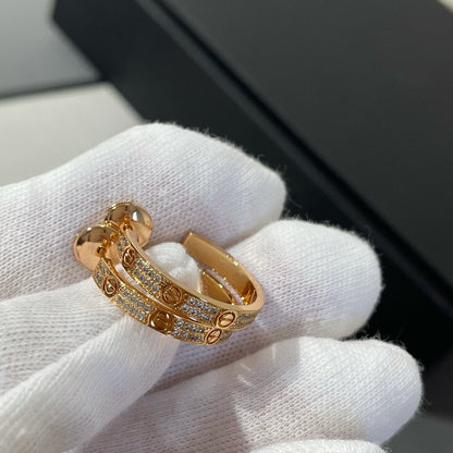 LUXEIFY LOVE DIAMOND PINK GOLD HOOP EARRINGS